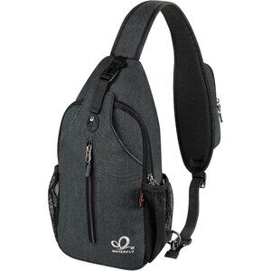 Men Hemp Black Crossbody Sling Backpack Sling Bag Travel Hiking Chest Daypack